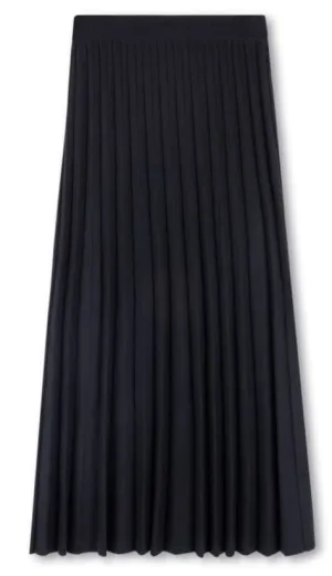 SHIFT PLEATED KNIT SKIRT-MIDI BLACK