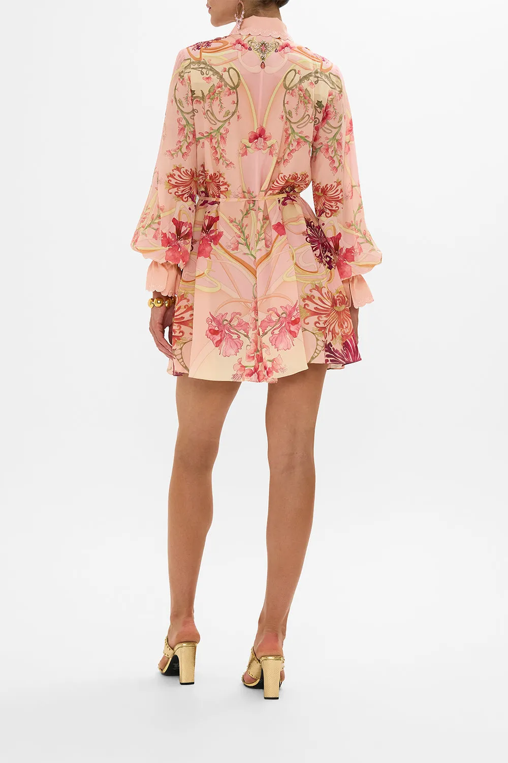 SHIFT SHIRT DRESS BLOSSOMS AND BRUSHSTROKES