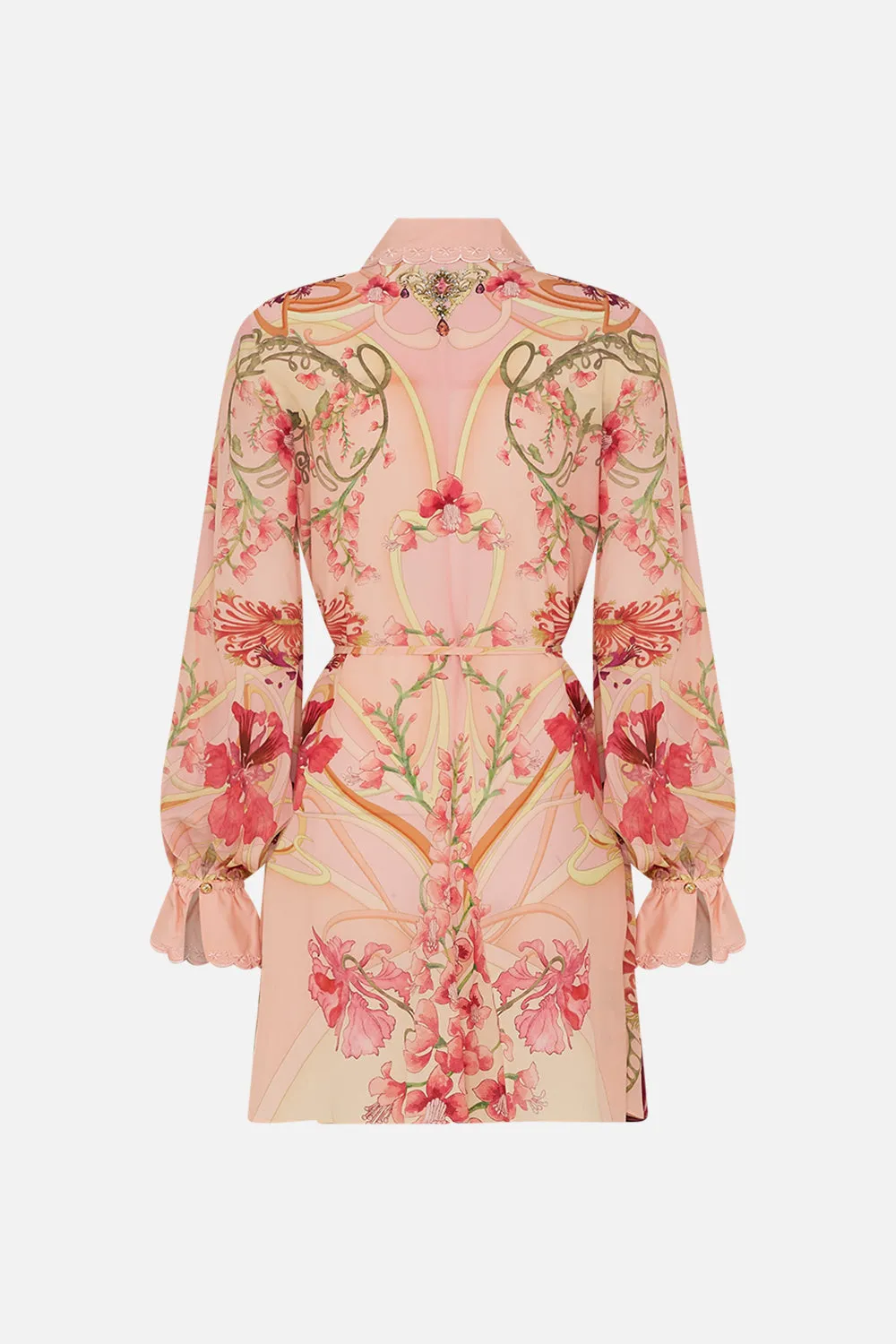 SHIFT SHIRT DRESS BLOSSOMS AND BRUSHSTROKES
