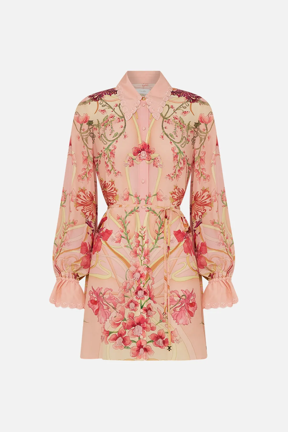 SHIFT SHIRT DRESS BLOSSOMS AND BRUSHSTROKES