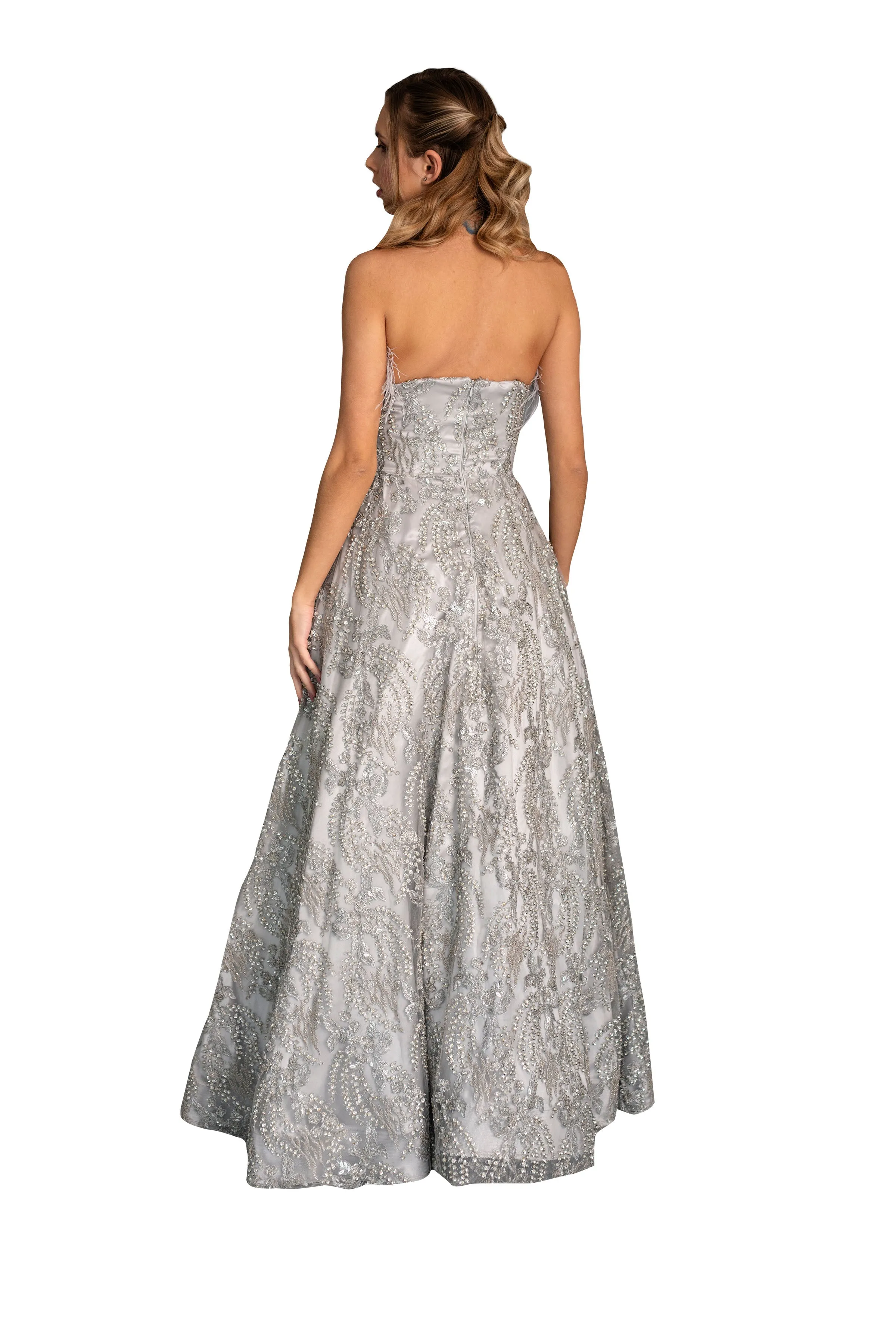 Shoulder-less Sequins Lace Gown