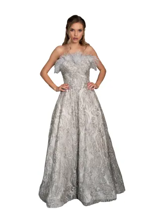 Shoulder-less Sequins Lace Gown