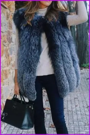 Silver Fluffy Fox Fur Gielt DO1017