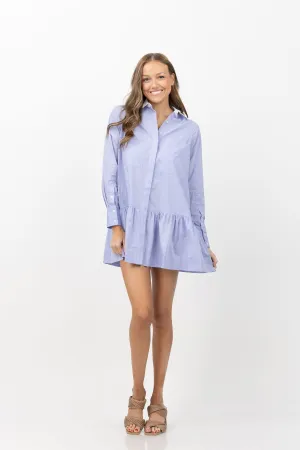 Simkhai Polina Long Sleeve Shirt Dress in Chambray Blue