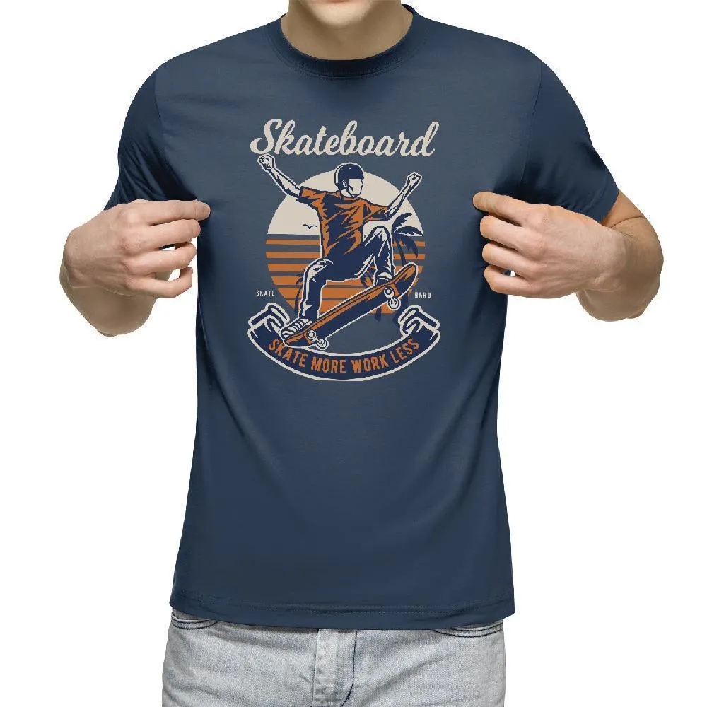 Skate More Work Less Beach Skateboard T-Shirt