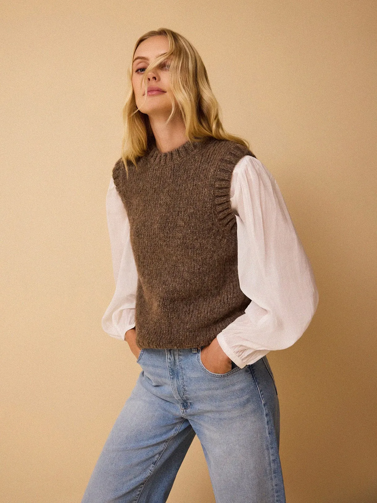 Skyla Wool Vest - Brown