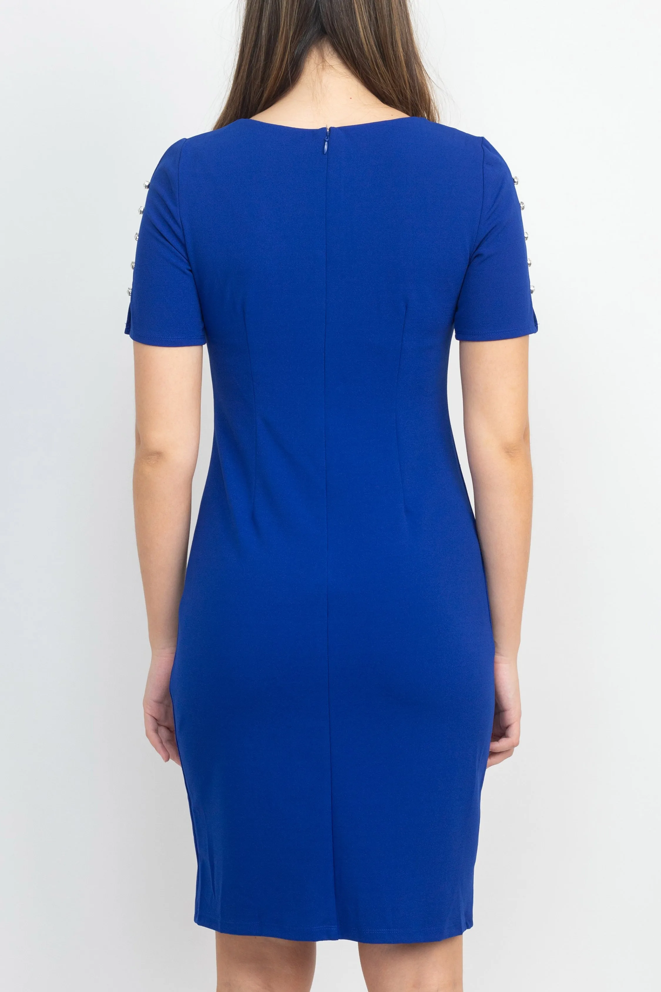SL Fashion Scoop Neck Sheath Dress With Short Embellished Sleeves