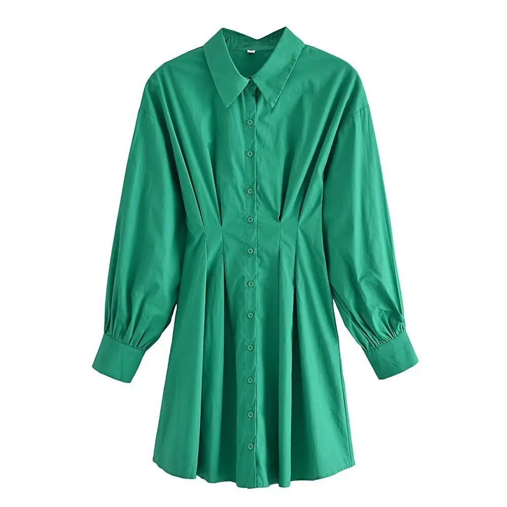 Slim Waist Shirt Dress