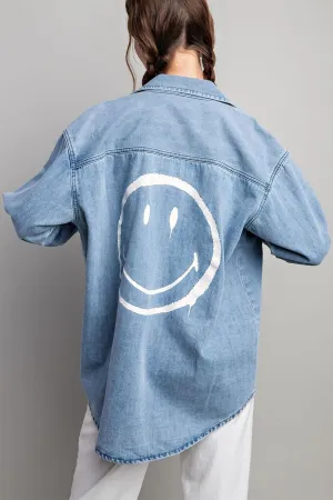 Smile denim button down shirt