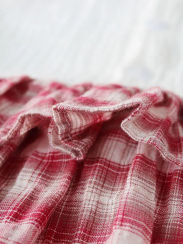 Spanish Style Baby Clothes Cute Checked Cotton Romper Long Sleeve with Headband