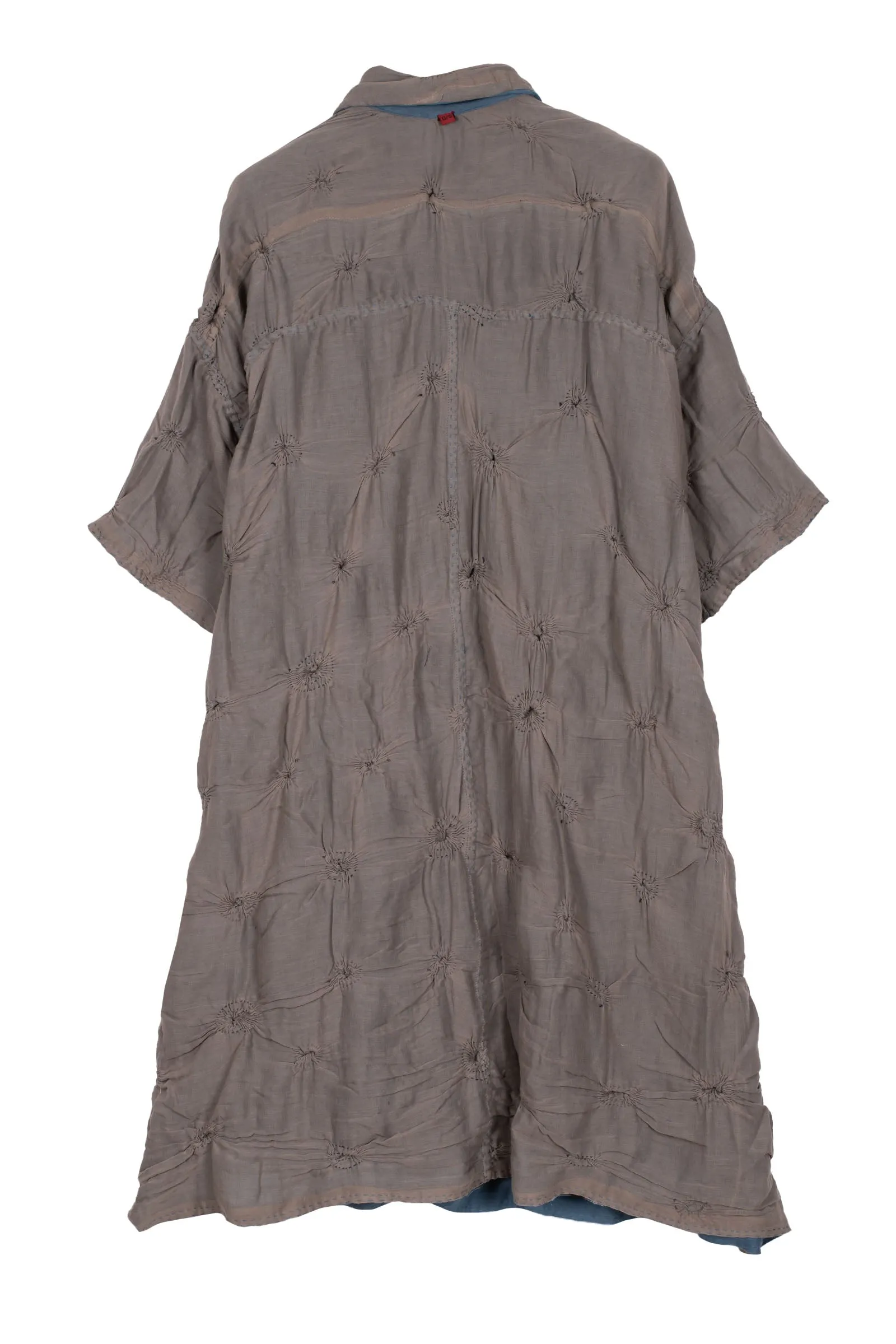 SPIRAL KANTHA HALF SLV. SHIRT DRESS - sl2429-tel -