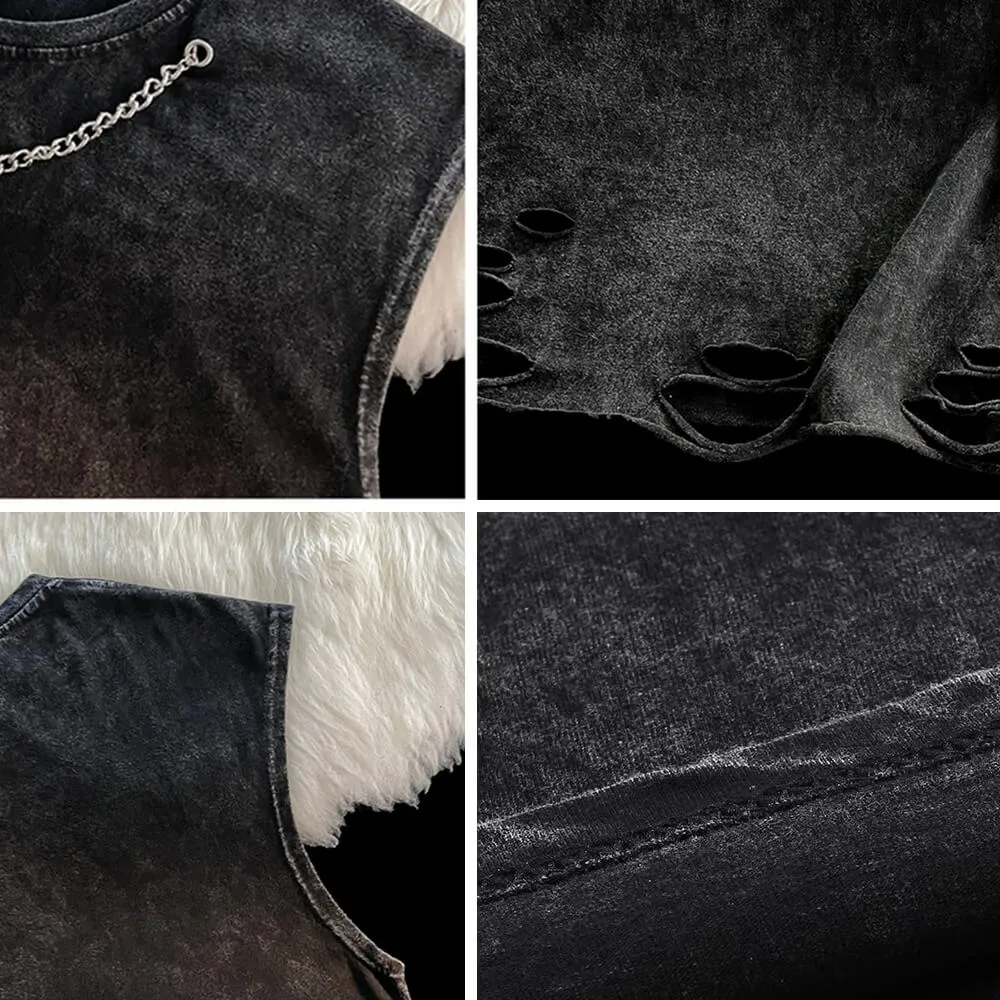 Spooky Vibes Ghost Vintage Washed Vest