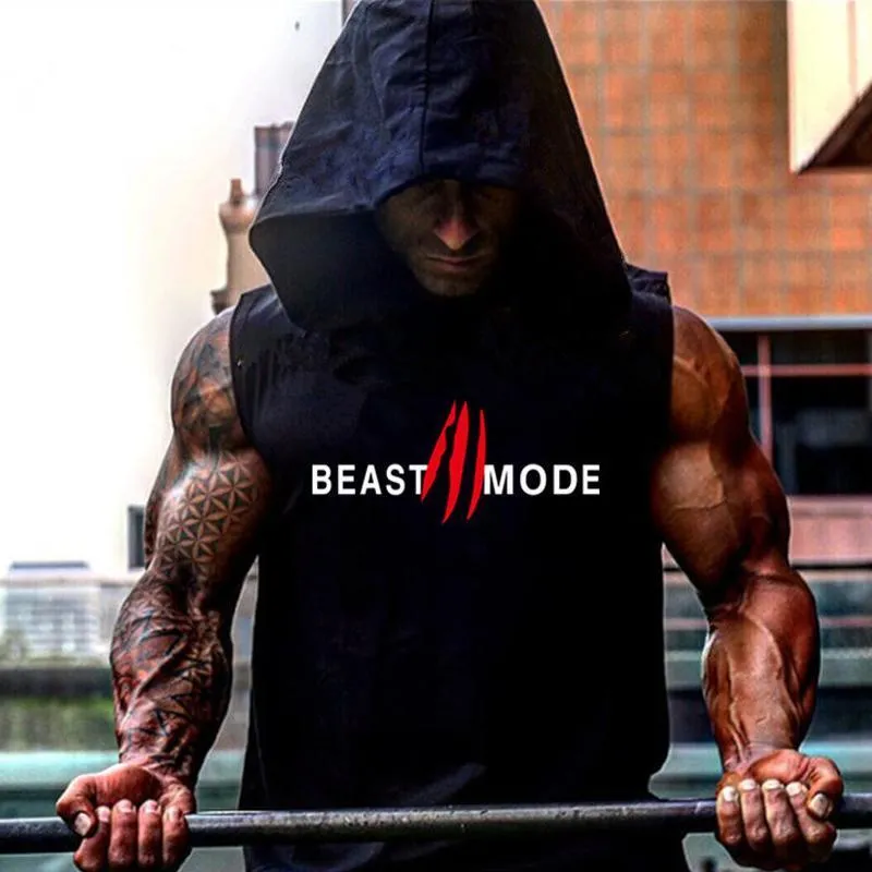 Sports Vest Tide Brand Printed Sleeveless Pullover Hoodie