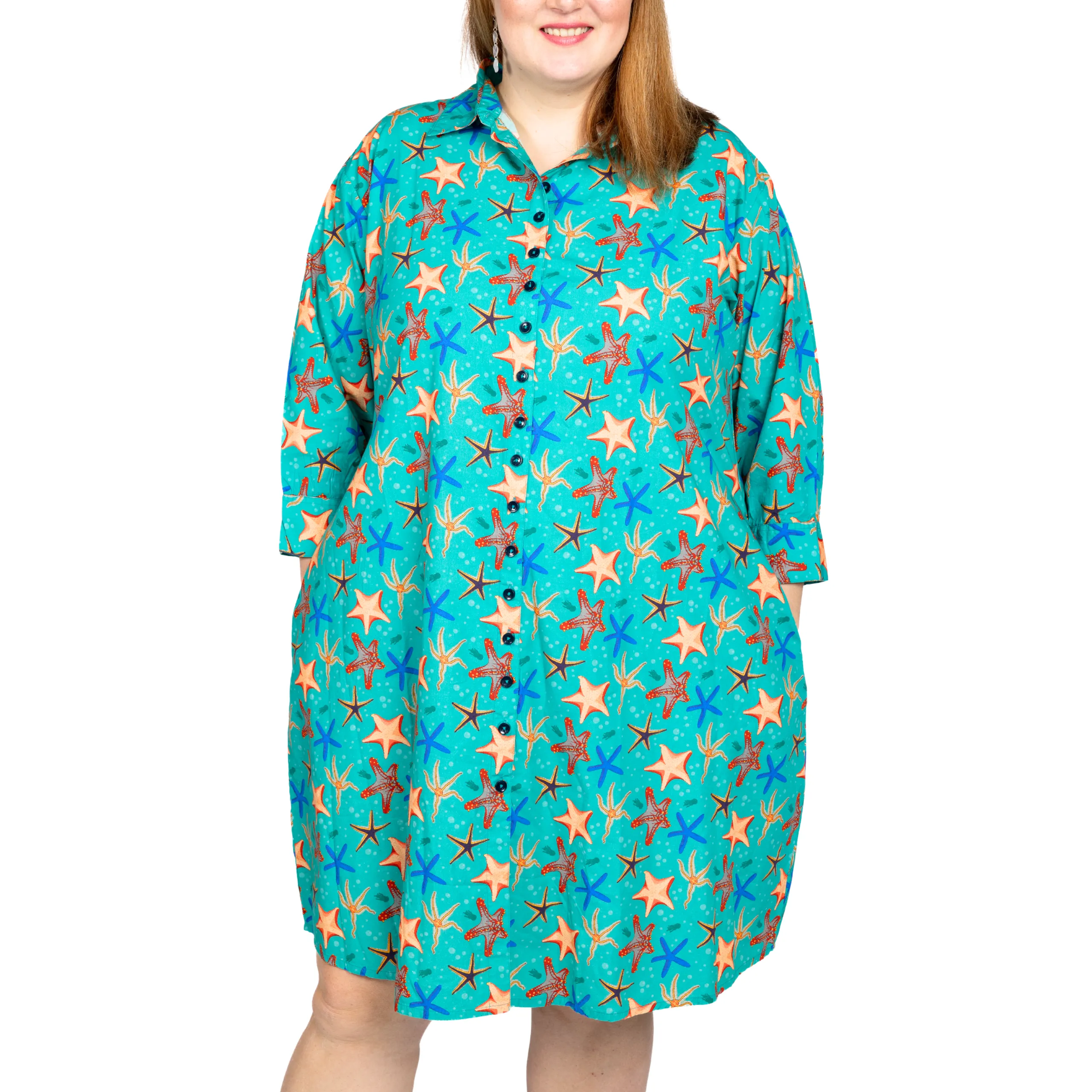 Starfish 3/4th Sleeves Shirt Dress