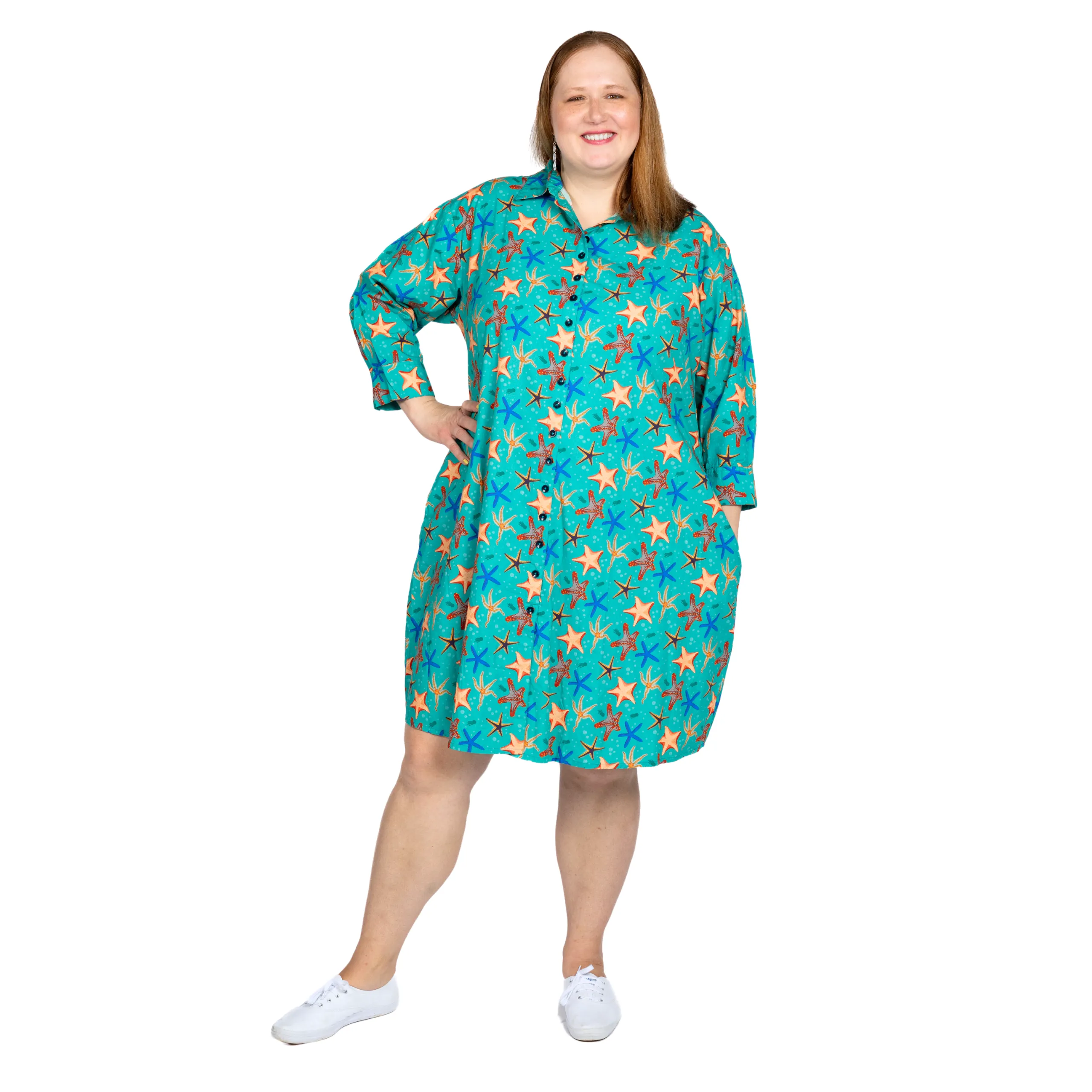 Starfish 3/4th Sleeves Shirt Dress