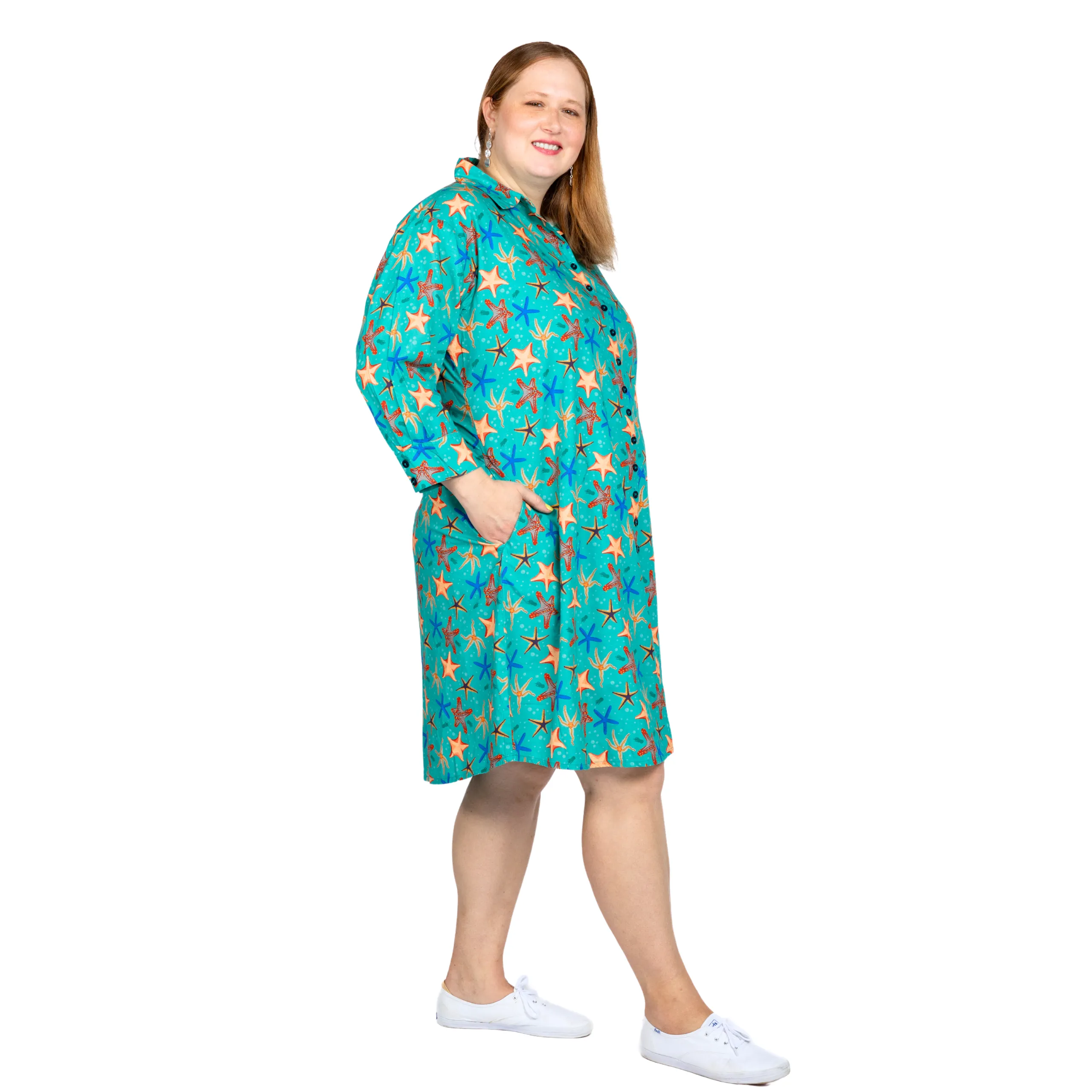 Starfish 3/4th Sleeves Shirt Dress