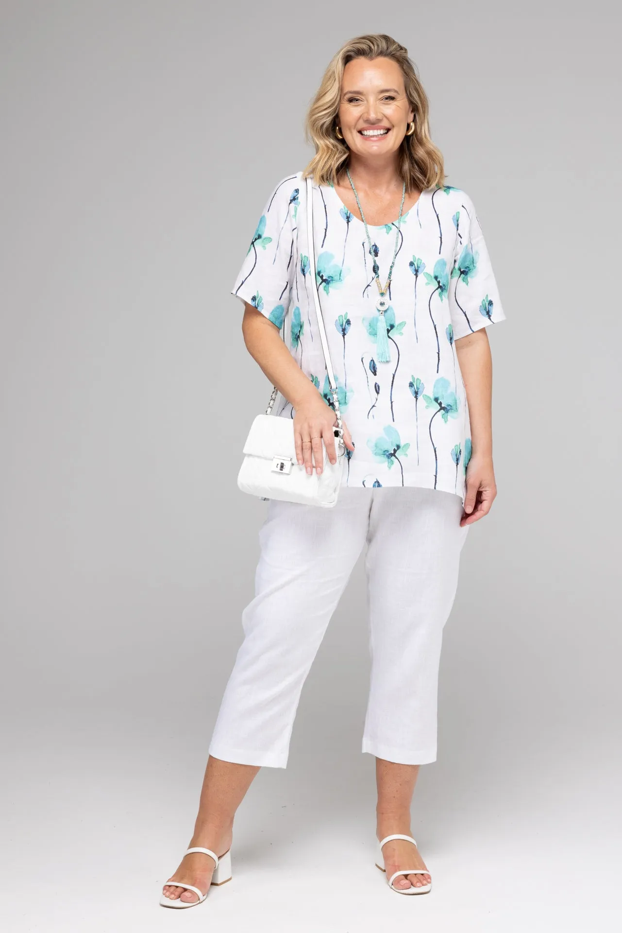 Stems Short Sleeve Linen Swing Shirt