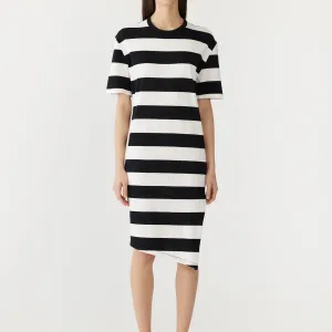 Stripe Side Split s/s dress | black/white stripe