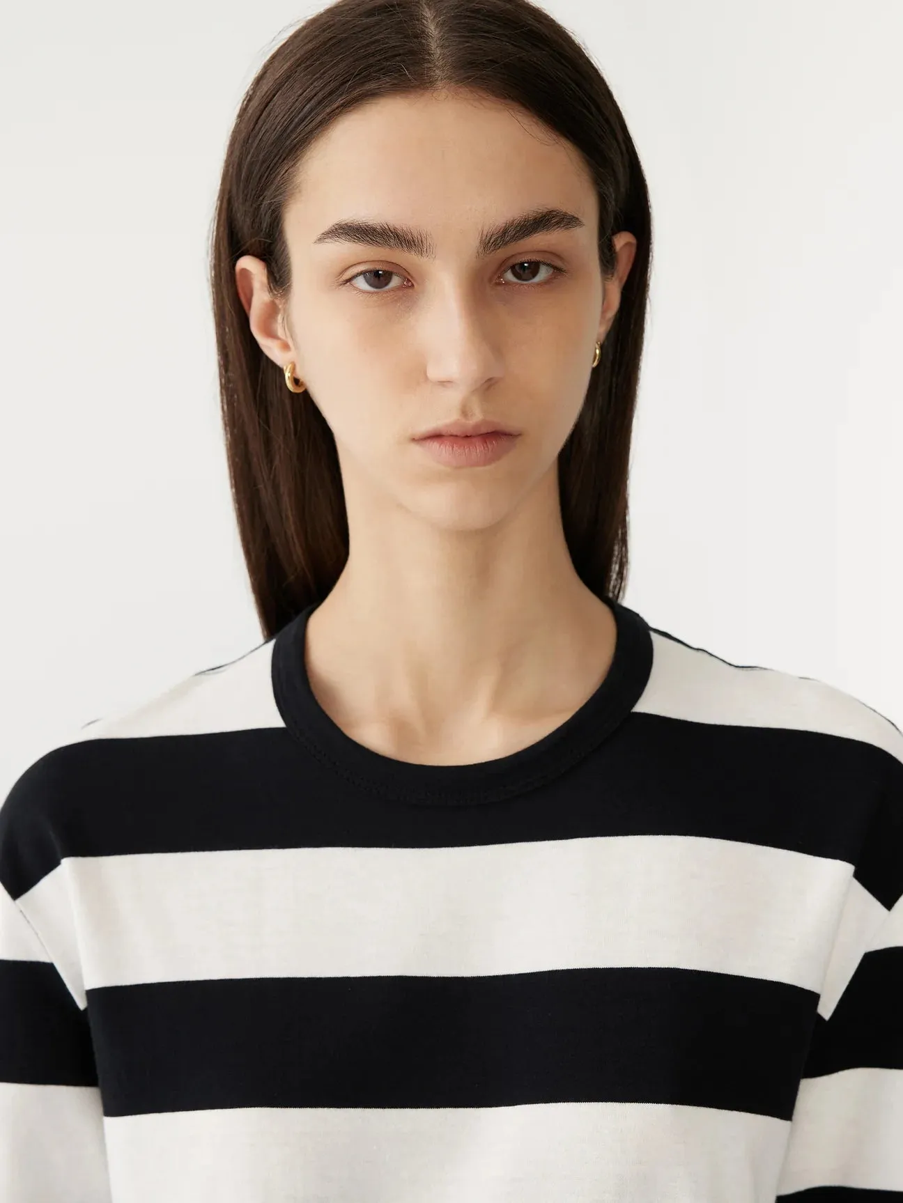 Stripe Side Split s/s dress | black/white stripe