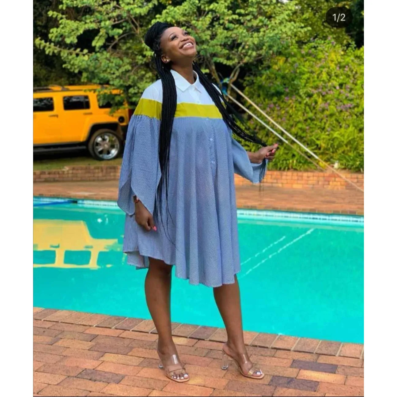 Striped Asymmetrical Shirt Dress