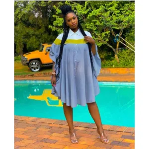 Striped Asymmetrical Shirt Dress
