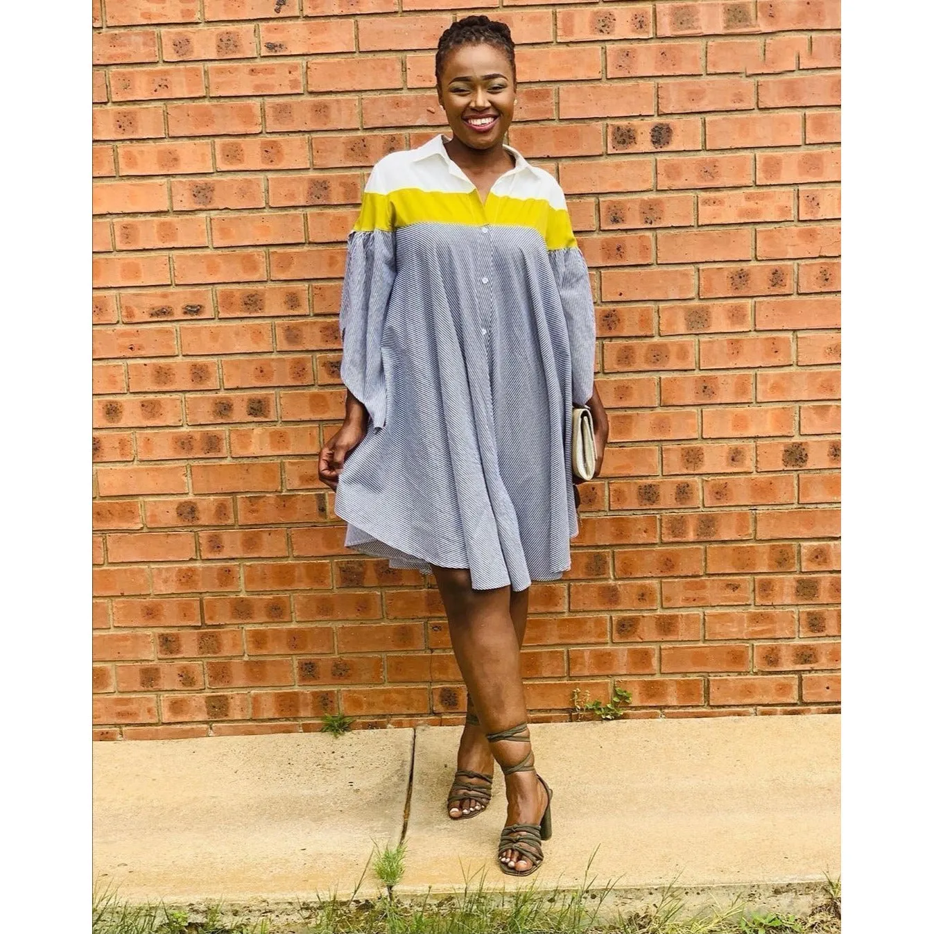 Striped Asymmetrical Shirt Dress