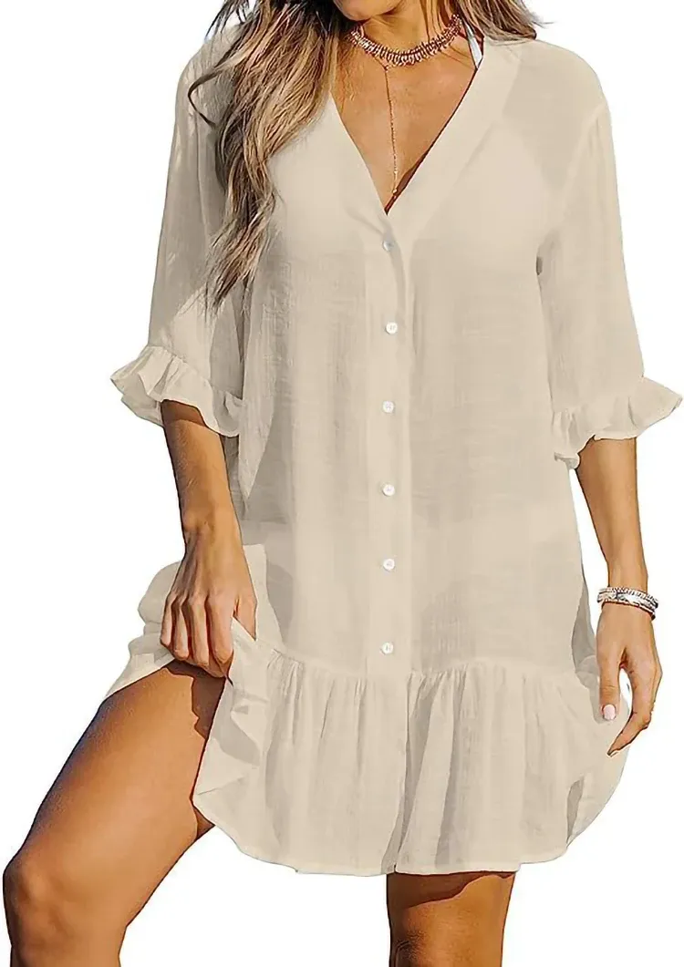 Style with Our Ruffled Cover-Up Dress – A Must-Have Women's Beach Cover-Up!