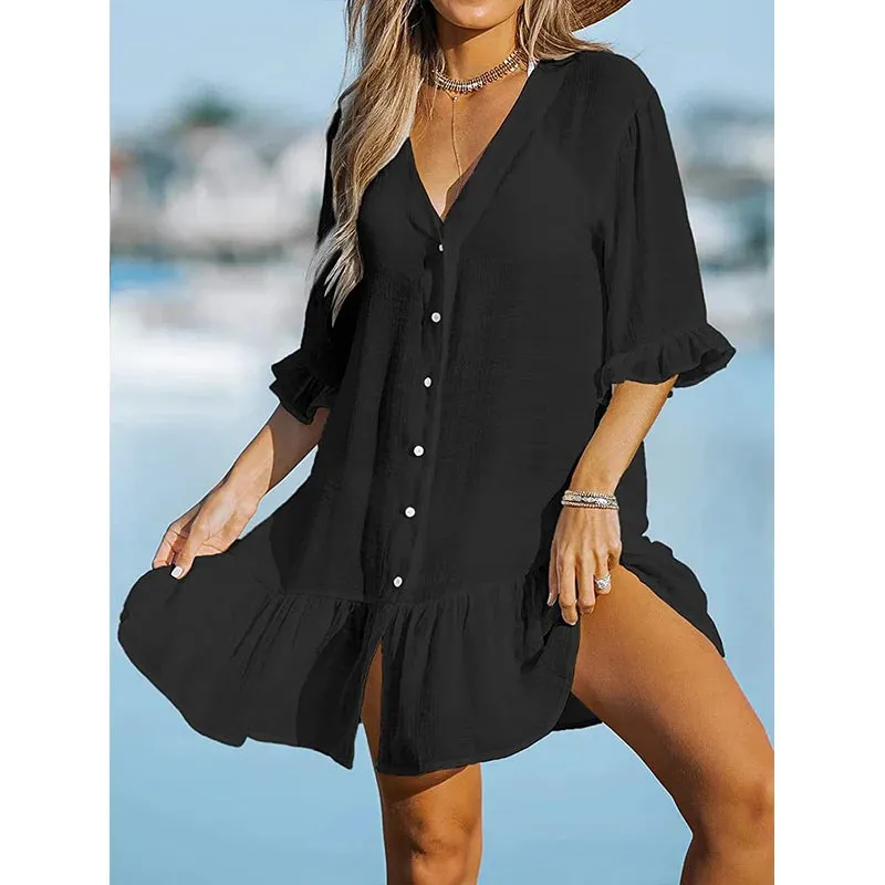 Style with Our Ruffled Cover-Up Dress – A Must-Have Women's Beach Cover-Up!