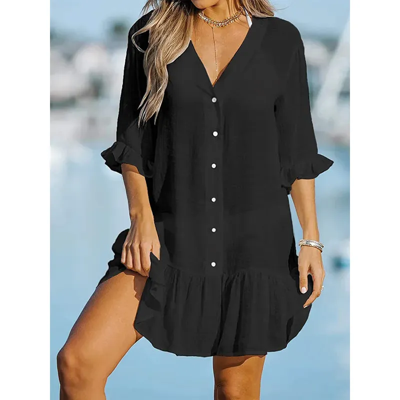 Style with Our Ruffled Cover-Up Dress – A Must-Have Women's Beach Cover-Up!