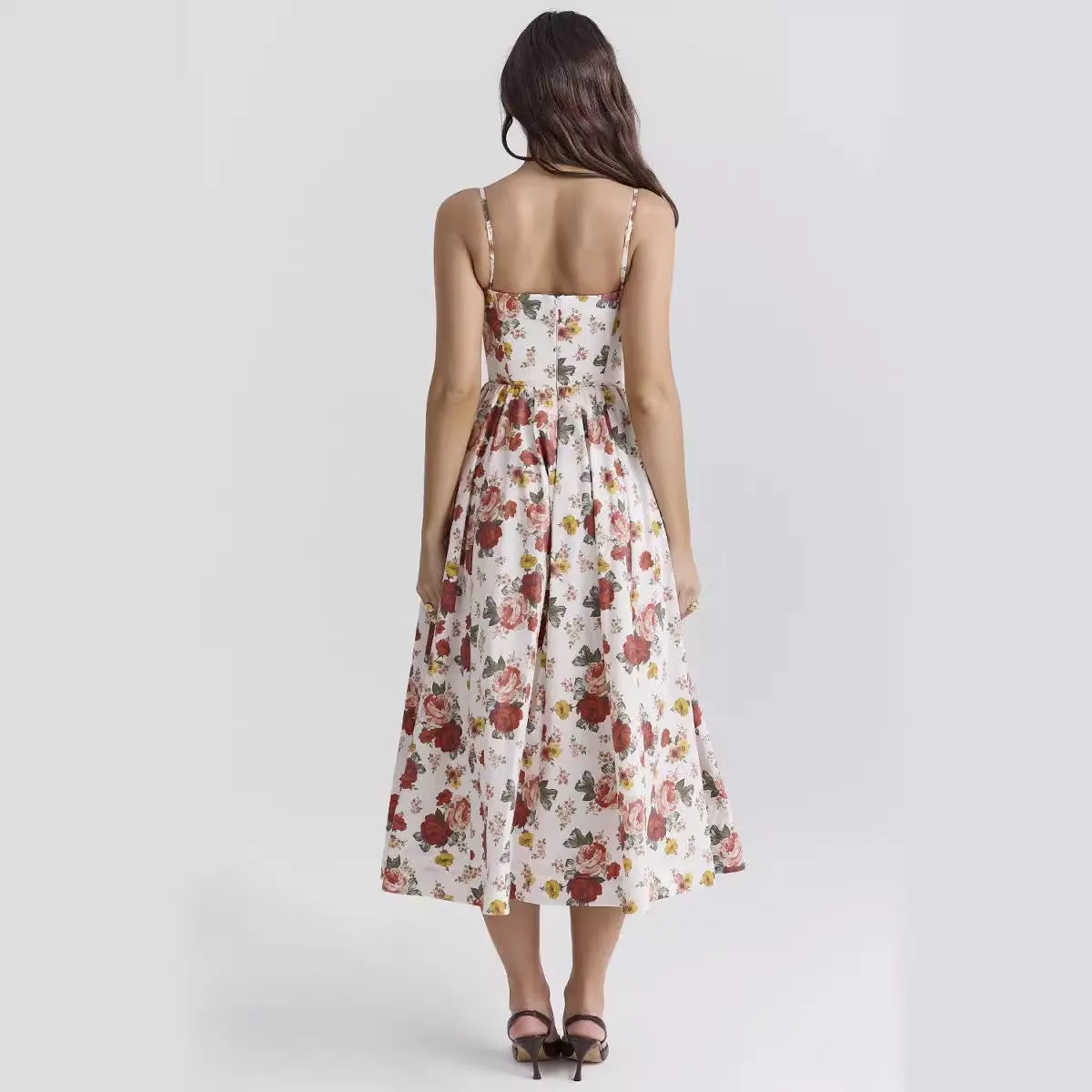 Summer Floral Camisole Mid Length Skirt