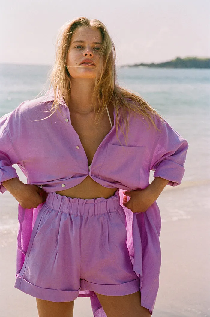 SUMMER Shirt Dress - light purple linen