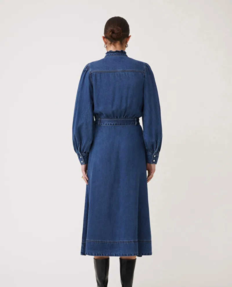 Suncoo Chona Blue Denim Shirt Dress