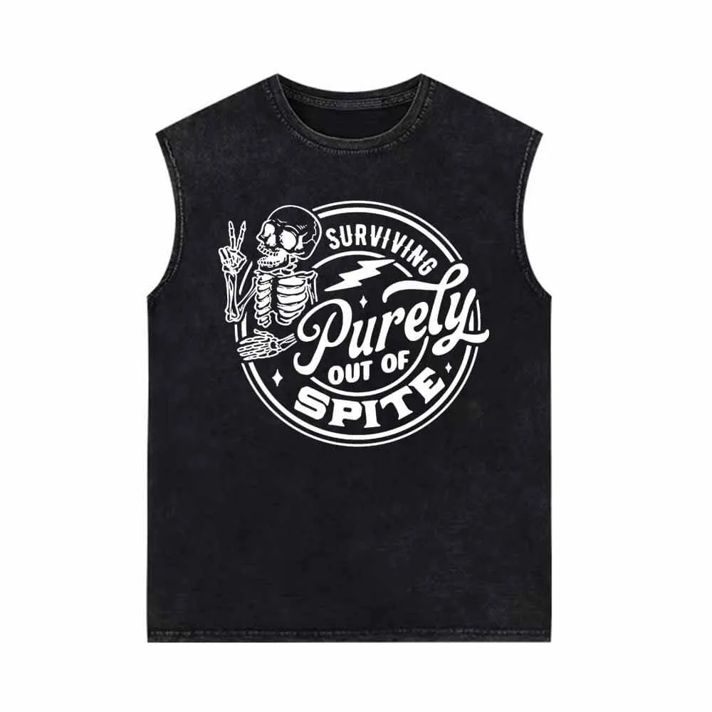 Survival Purely Out Of Spite Skull Pattern Vest Top