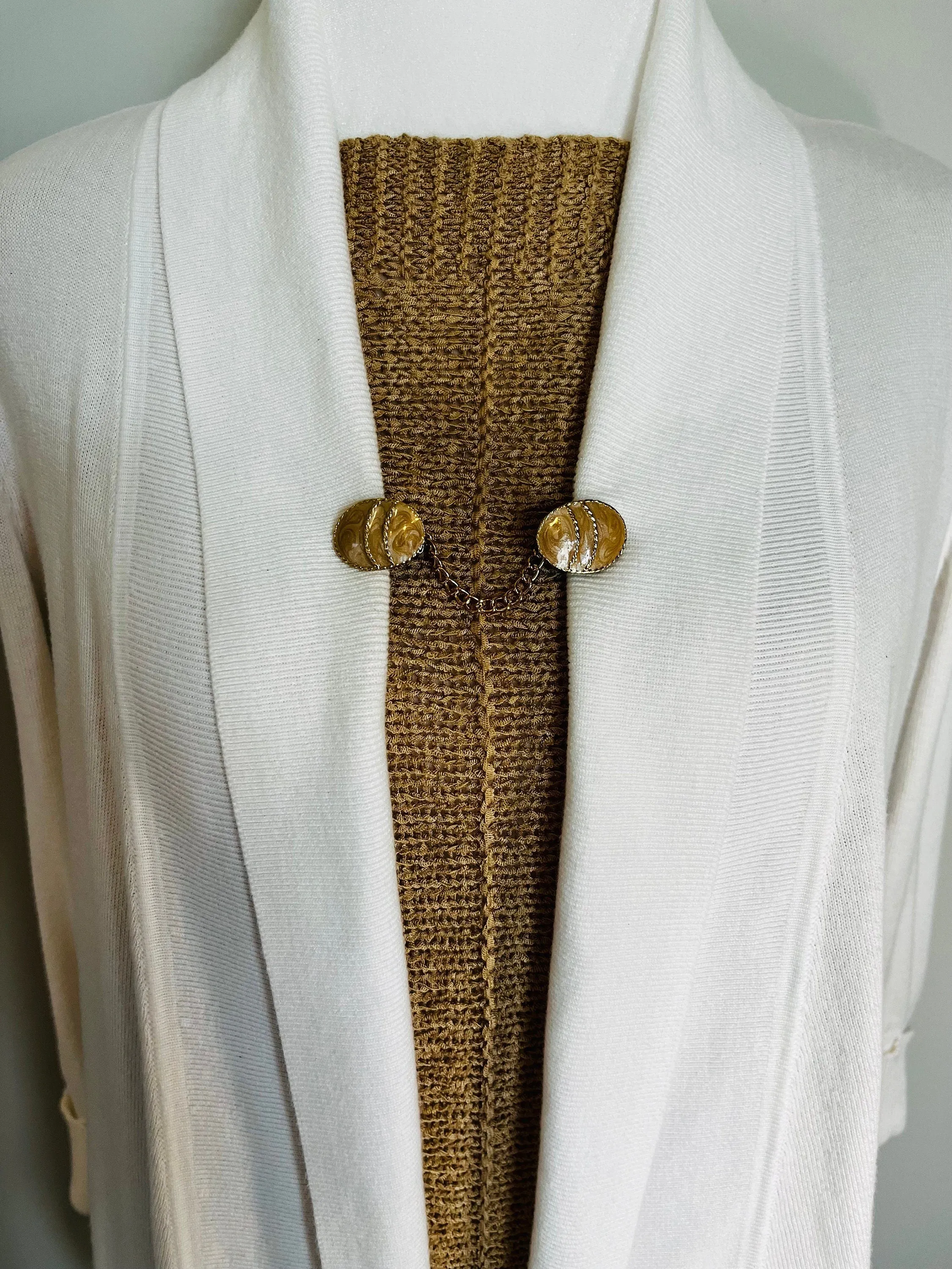Sweater Clips Beige Retro Sweater Clip for Cardigan Clips for Cloak Clasp for Dress Fastener Cinch Clip Birthday Gift for mom Gift for Her
