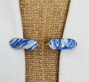 Sweater Clips Clay Geometric Sweater Clip for Cardigan Clasp Dress Fastener Blue Purple Cinch Clip Kimono Birthday Gift for Her by Fabulici