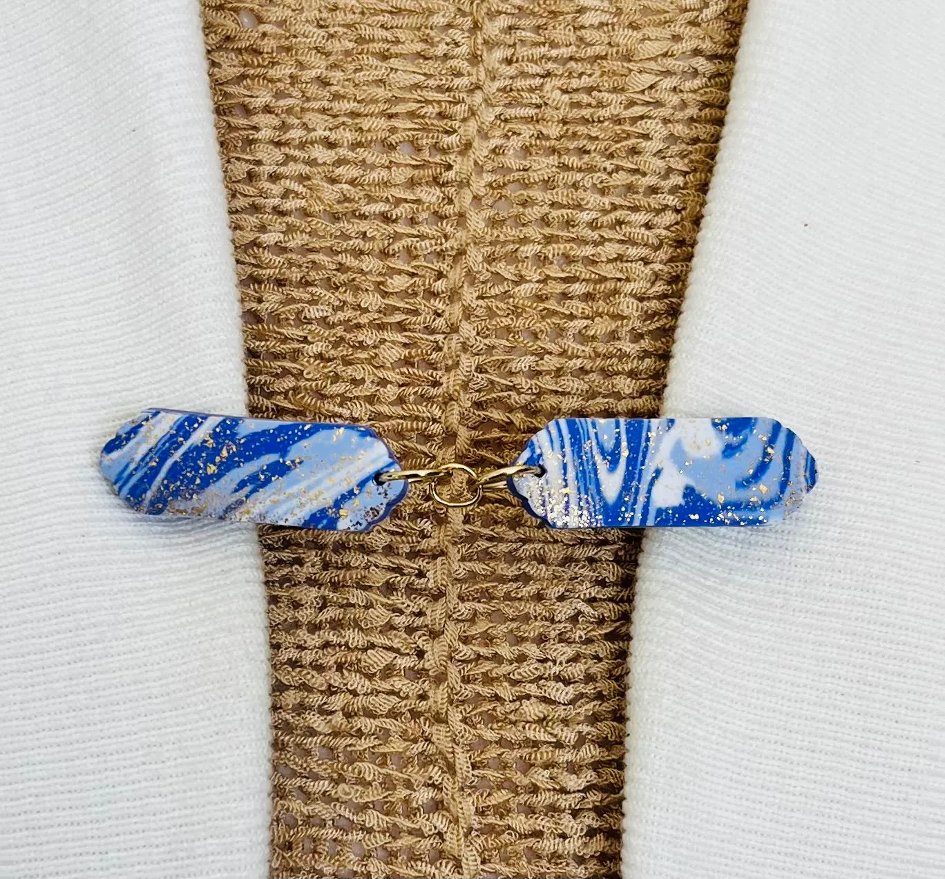 Sweater Clips Clay Geometric Sweater Clip for Cardigan Clasp Dress Fastener Blue Purple Cinch Clip Kimono Birthday Gift for Her by Fabulici