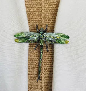 Sweater Clips Dragonfly Sweater Clip Green Scarf Shawl Clasp Cardigan Clasps Brooch Art Deco Cosplay Cloak Fasteners Jewelry Gifts for Her