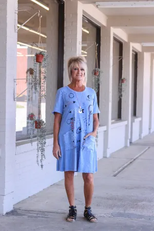 Take A Hint Blue T-Shirt Dress