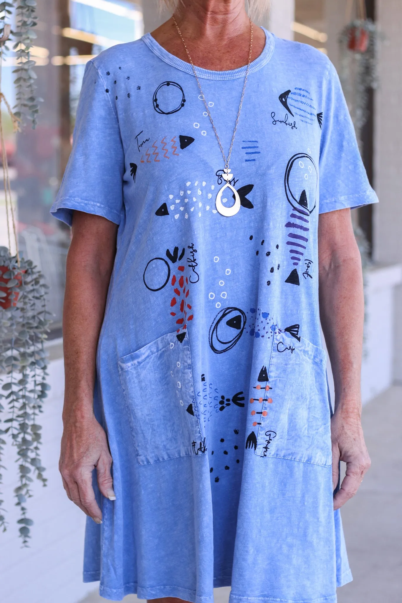 Take A Hint Blue T-Shirt Dress
