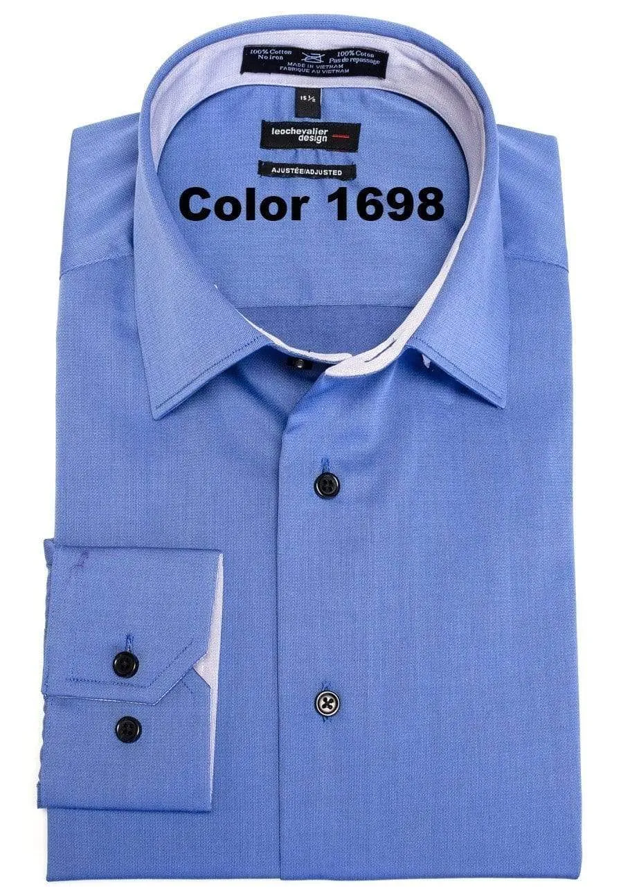 Tall Fitted 100% Cotton Non Iron Dress Shirts in 4 Colors