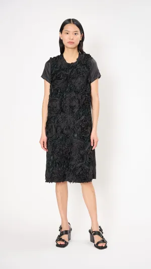 Tape Embroidery Midi Dress in Black