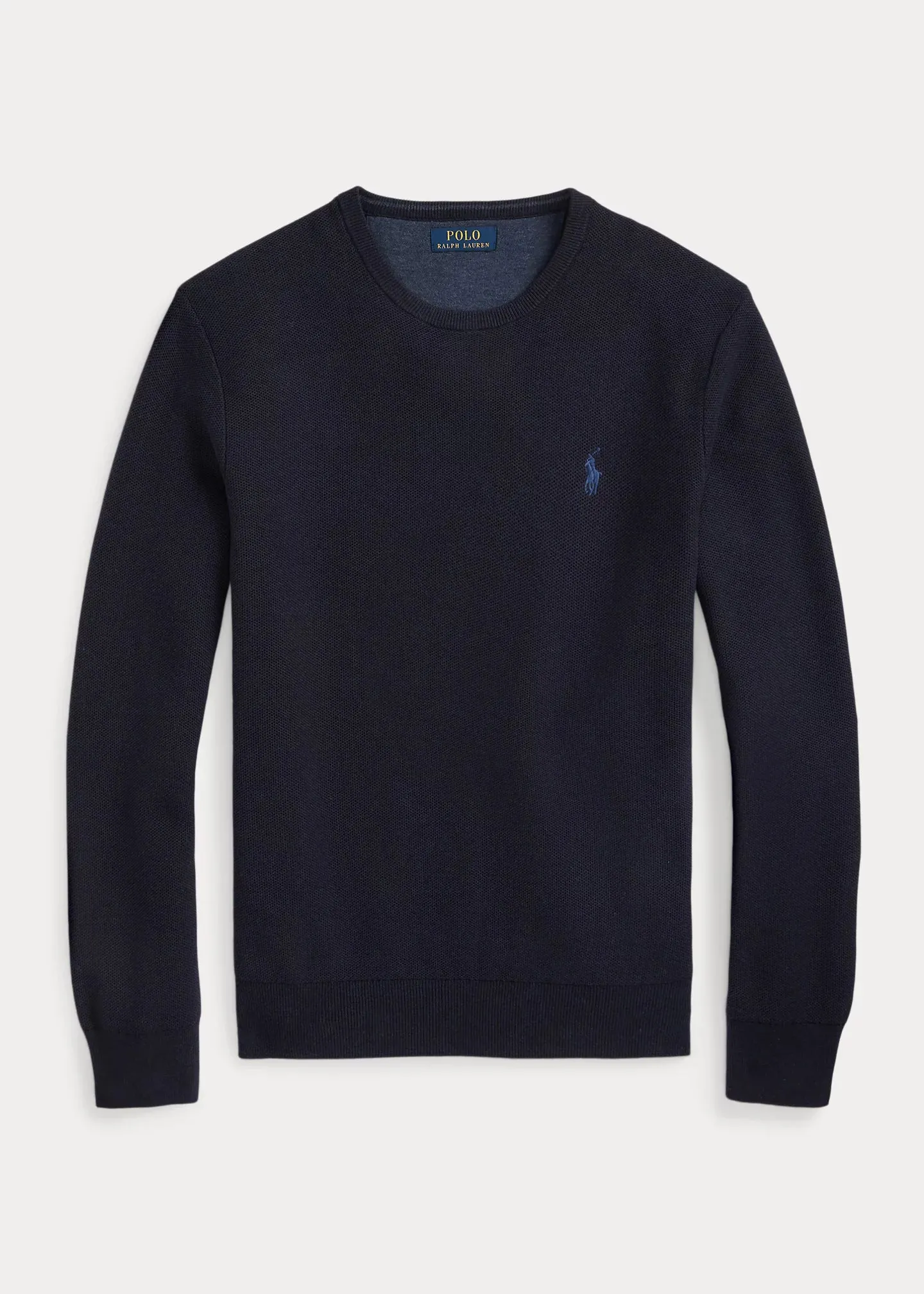 Textured Cotton Crewneck Jumper - Navy