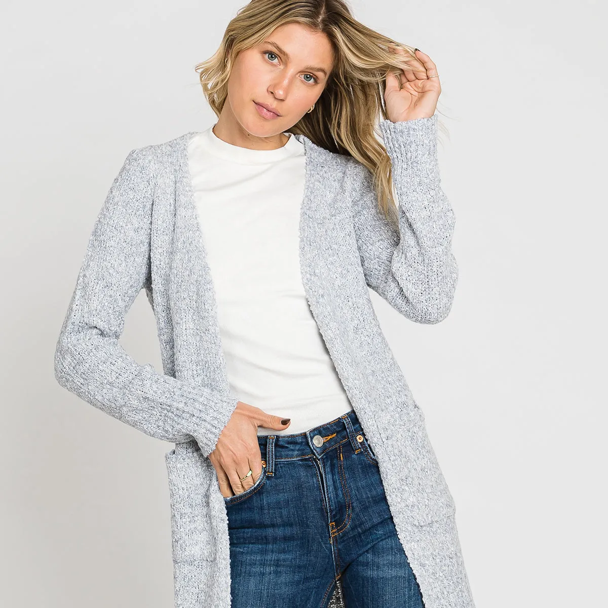Textured Popcorn Knit Cardigan