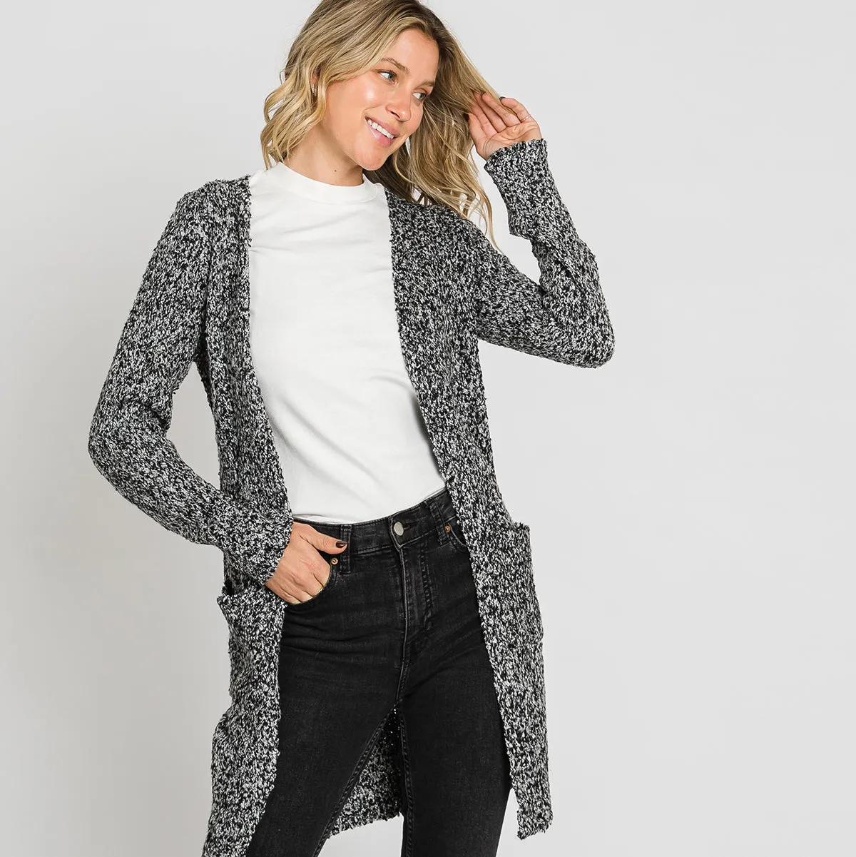 Textured Popcorn Knit Cardigan