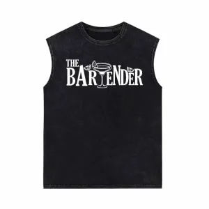 The Bartender Cocktail Funny Vintage Washed Vest Top
