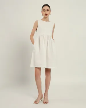 The Chania Daisy White Linen Dress