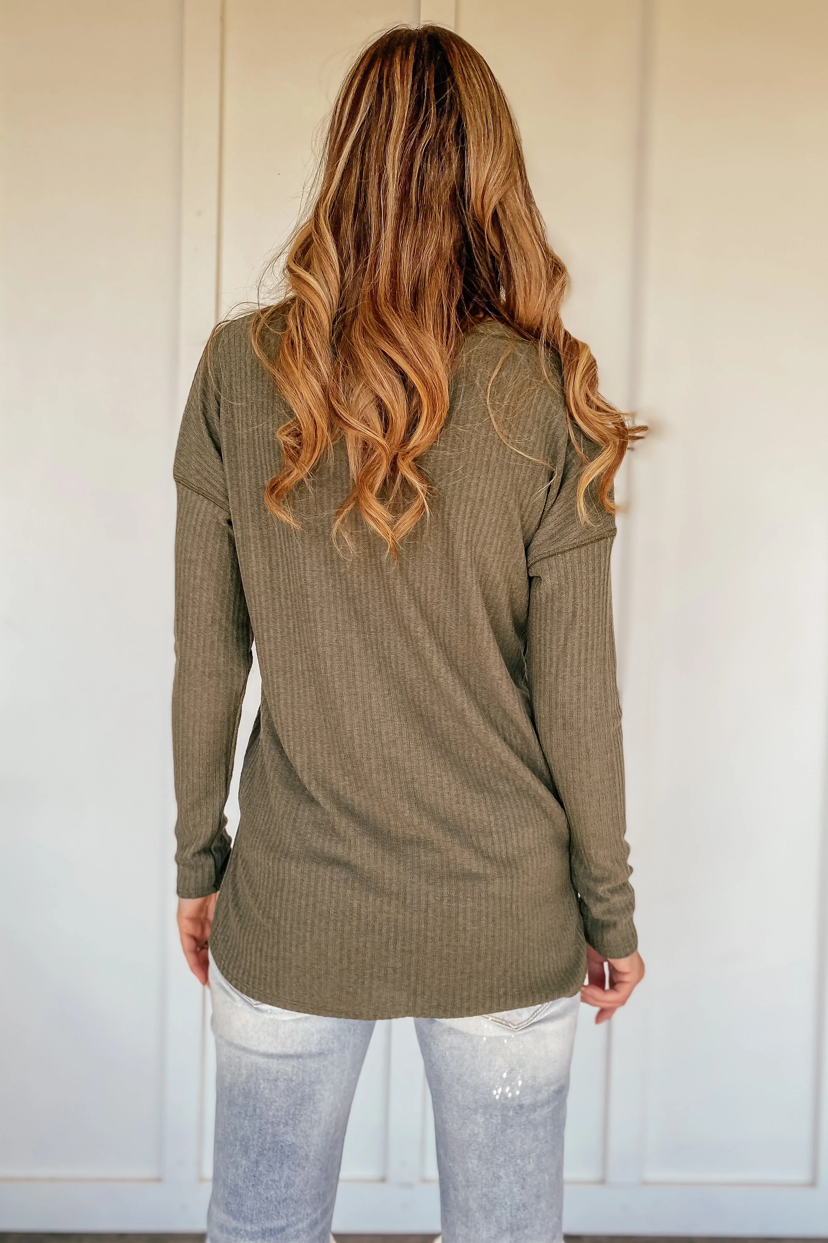 The Erica Ribbed Long Sleeve in Olive
