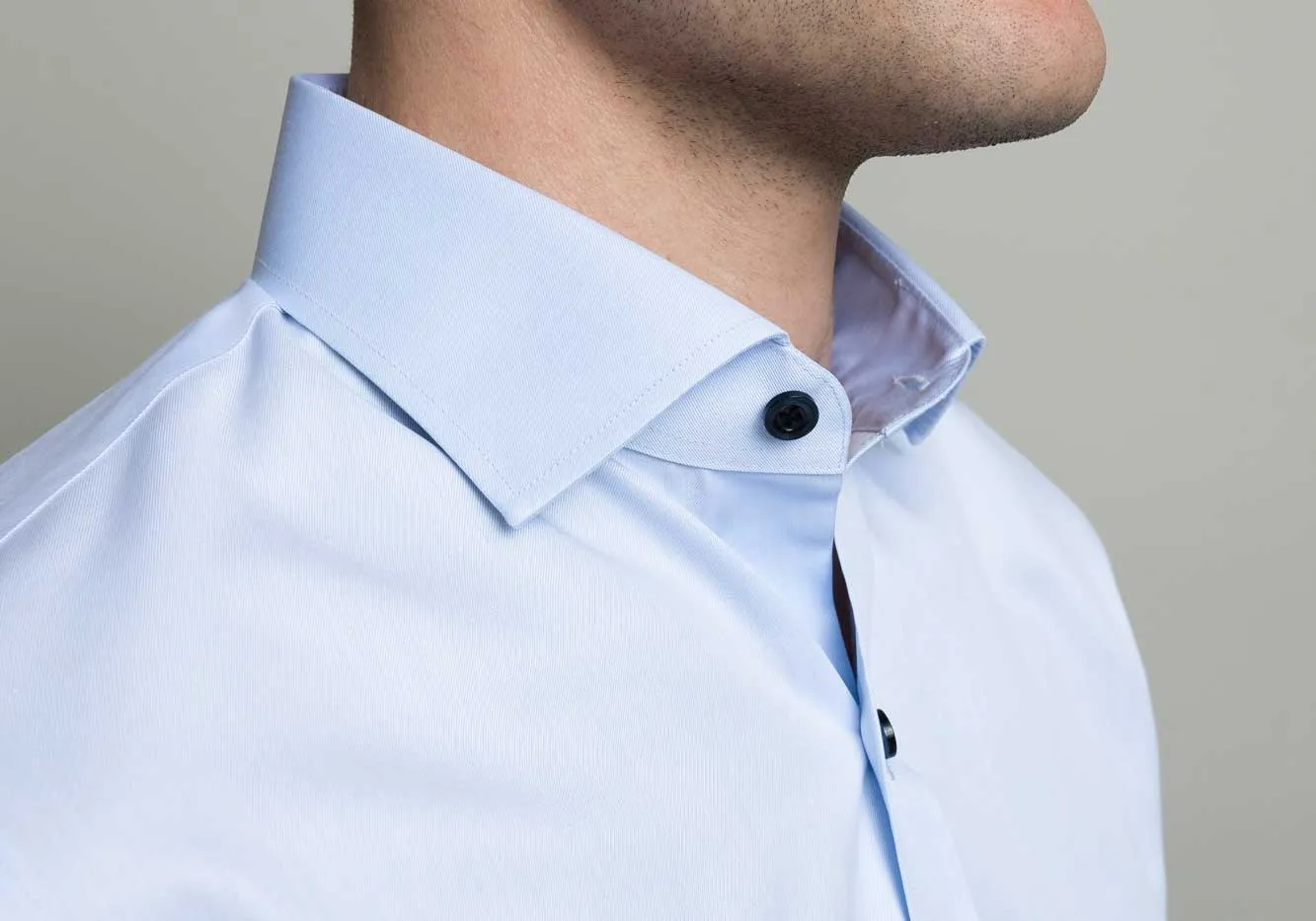 The Light Blue Adler Fine Twill with Navy Buttons Custom Shirt