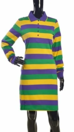 The Traditional Mardi Gras Striped Polo Shirt Dress