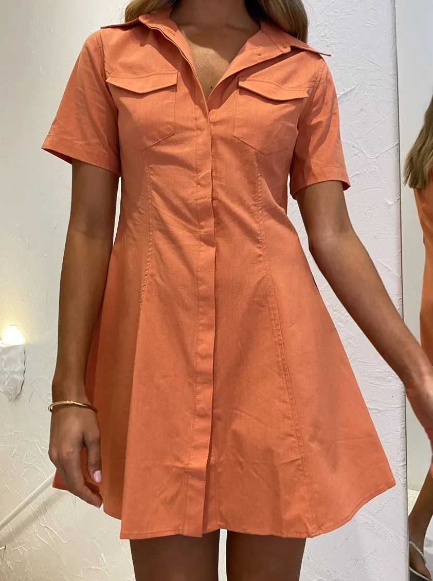 Third Form Flowers For You Shirt Dress in Guava